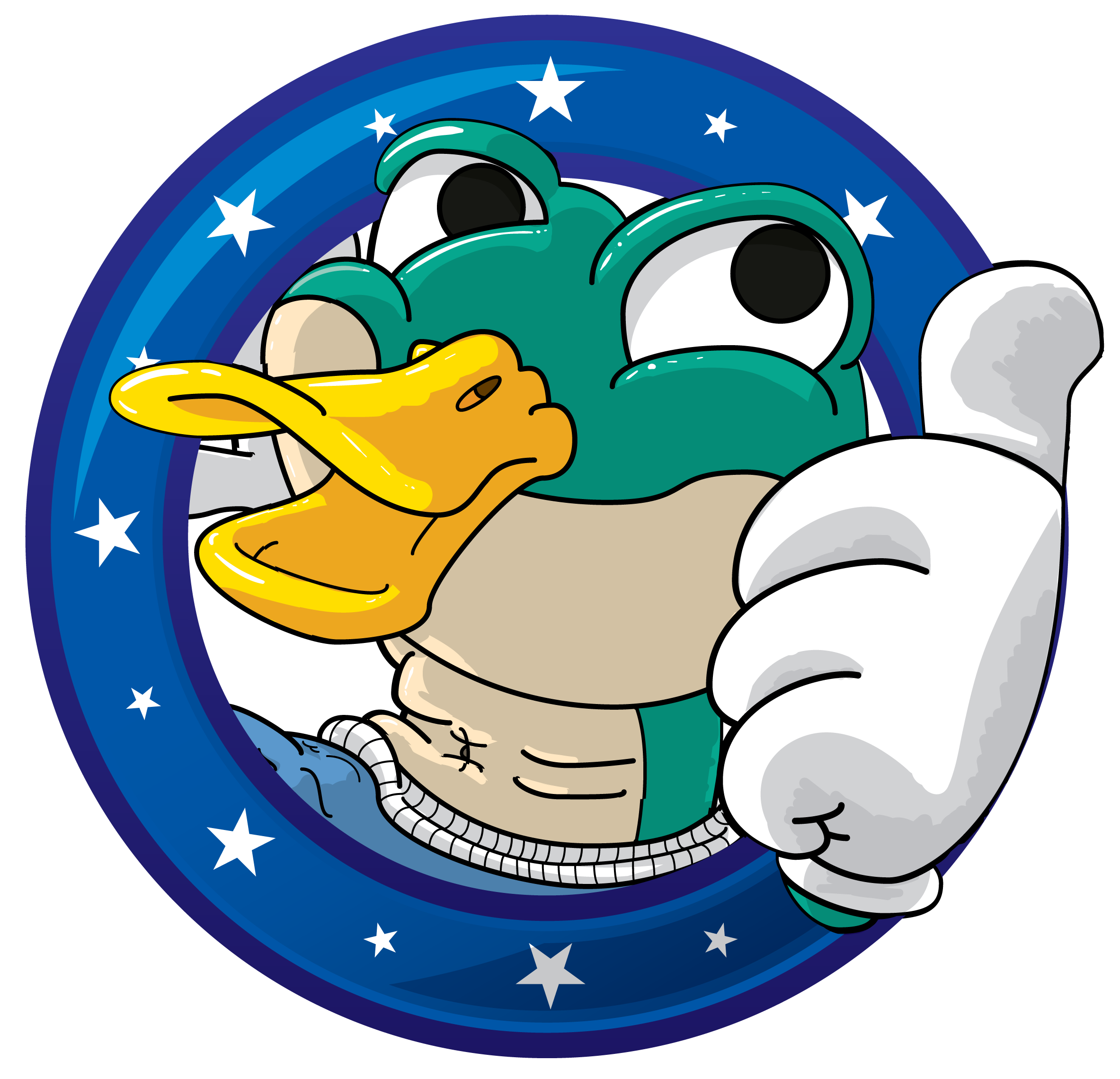 Mascot design for Twitch streamer 'Frogs_Go_Quack'.